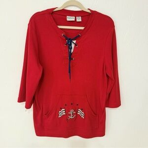 BonWorth Vibrant Red Cotton Blend Top